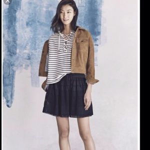 Black lace madewell skirt.